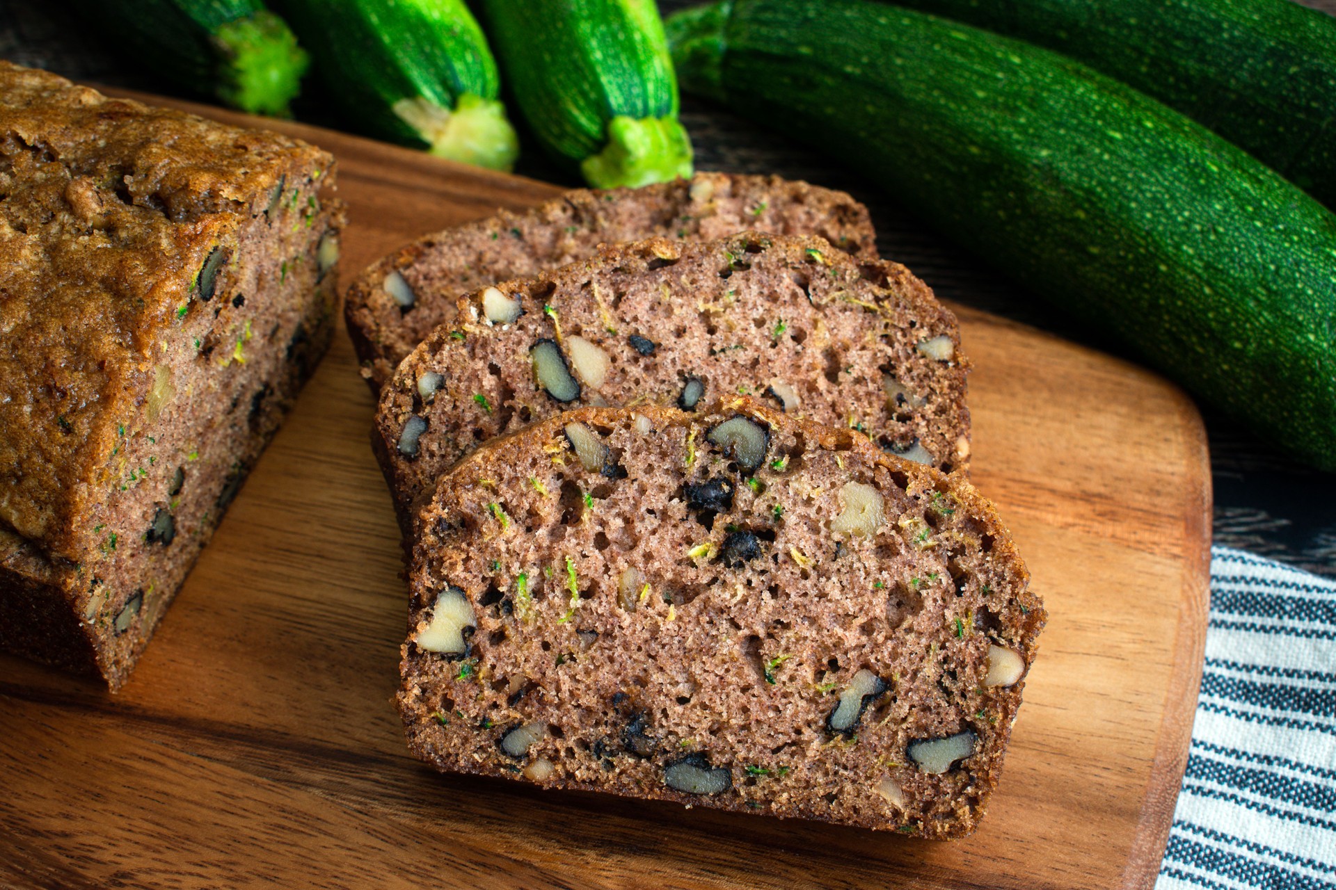 Slices of Freshly Baked Homemade Zucchini Bread