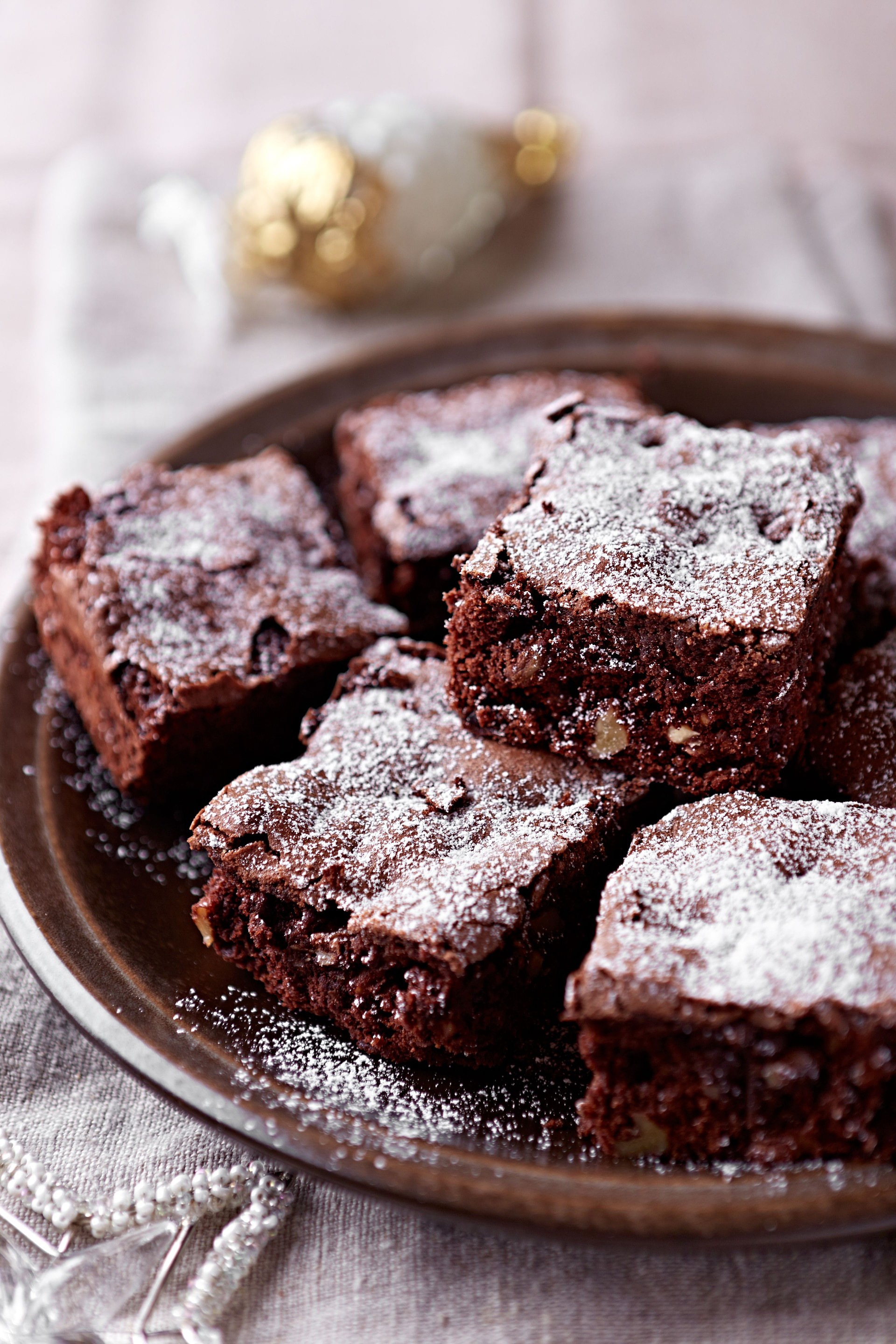 Christmas brownies with nuts and dried cranberries